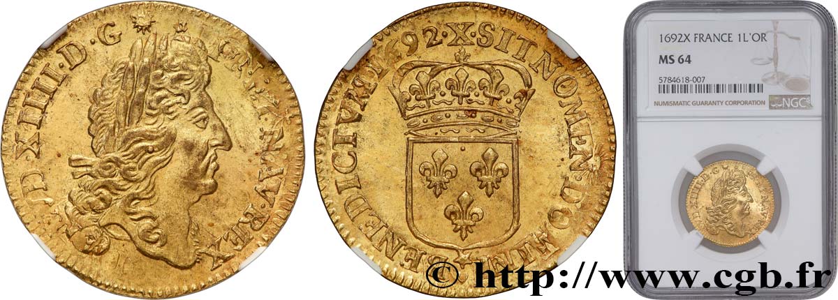 LOUIS XIV  THE SUN KING  Louis d or à l écu 1692 Amiens SC64