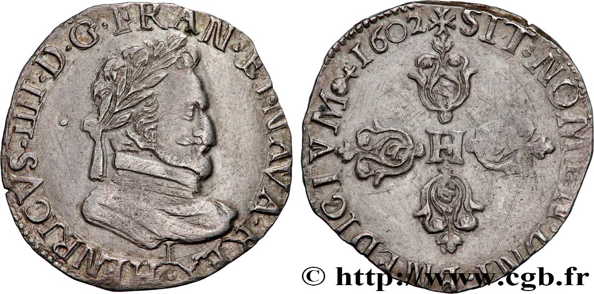HENRI IV LE GRAND Demi-franc, type de Limoges 1602 Limoges TB+