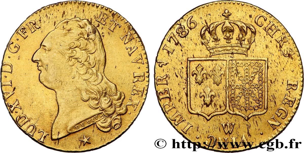 LOUIS XVI Double louis d’or aux écus accolés 1786 Lille VZ