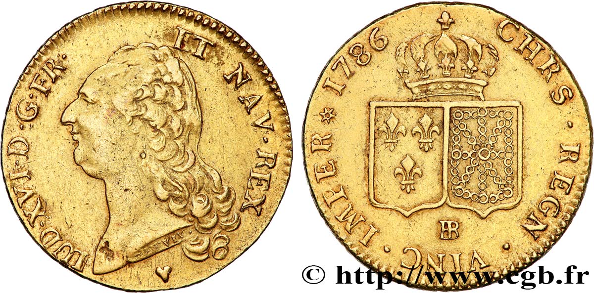 LOUIS XVI Double louis d’or aux écus accolés 1786 Strasbourg TTB+/SUP