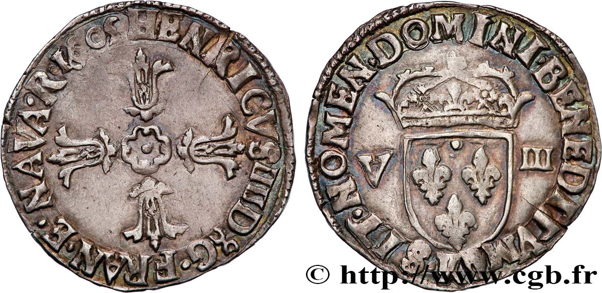 HENRY IV Huitième d écu, croix feuillue de face 1605 Bordeaux AU