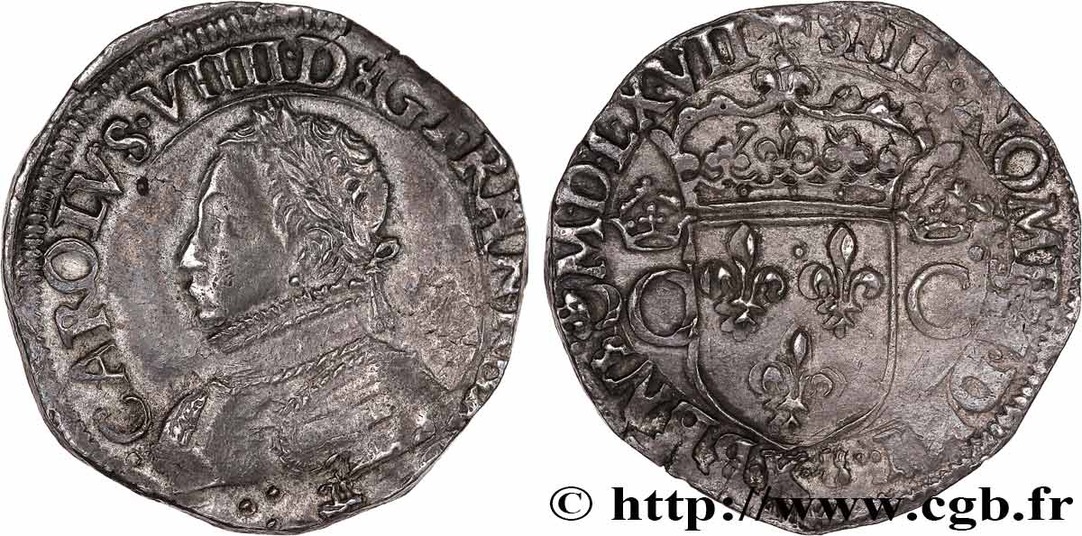CHARLES IX Teston, 2e type 1567 Bordeaux AU