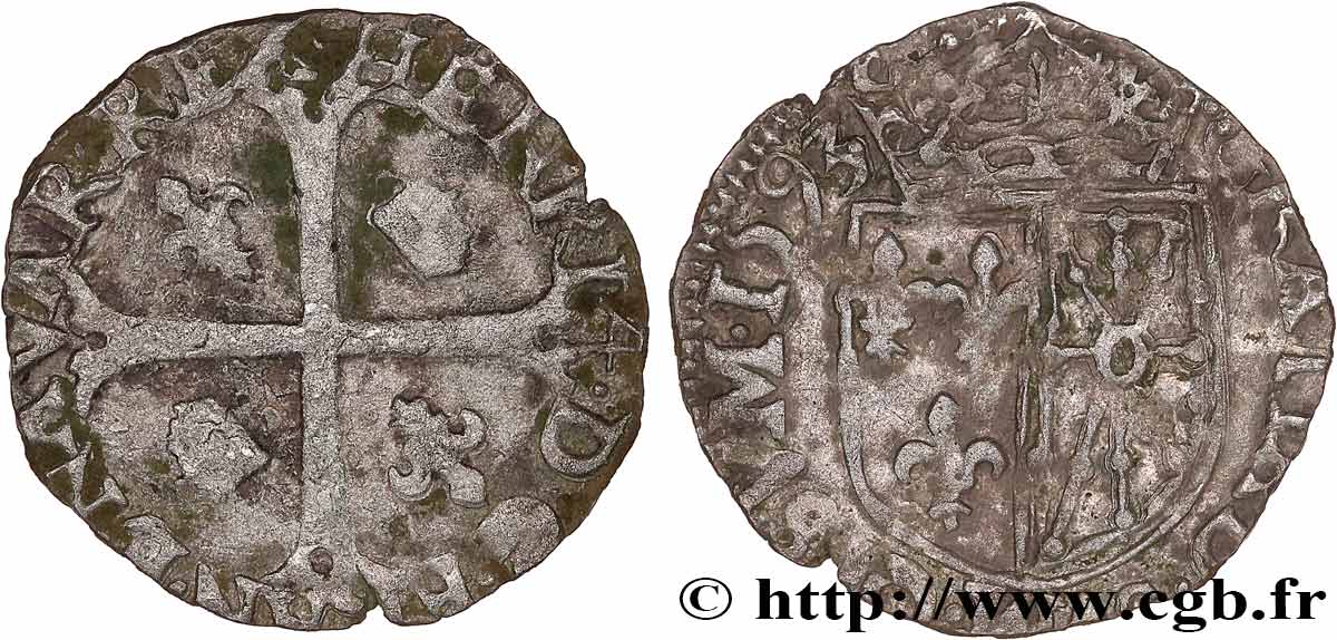 HENRI IV LE GRAND Douzain de Navarre, 2e type 1593 Saint-Palais TB+