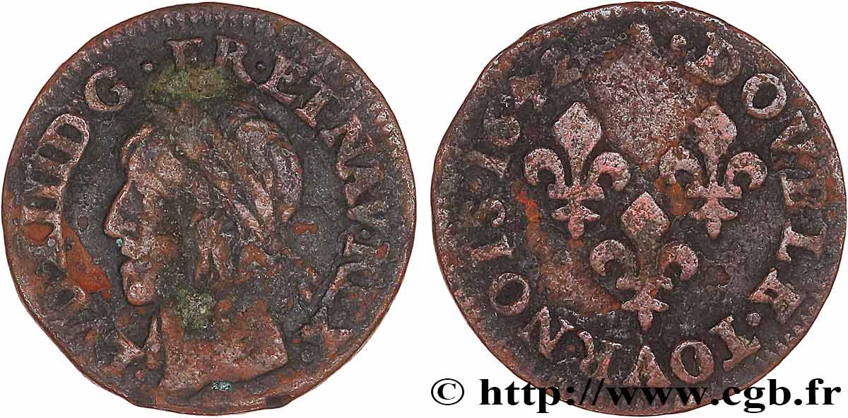 LOUIS XIII  Double tournois, type de Warin 1642 Corbeil fSS
