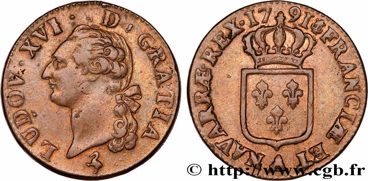 LOUIS XVI Sol dit &nbsp;à l&nbsp;écu&nbsp; 1791 Paris TTB+