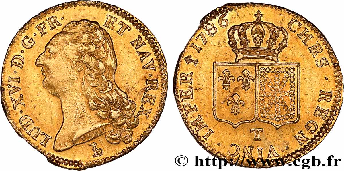 LOUIS XVI Double louis d’or aux écus accolés 1786 Nantes q.SPL