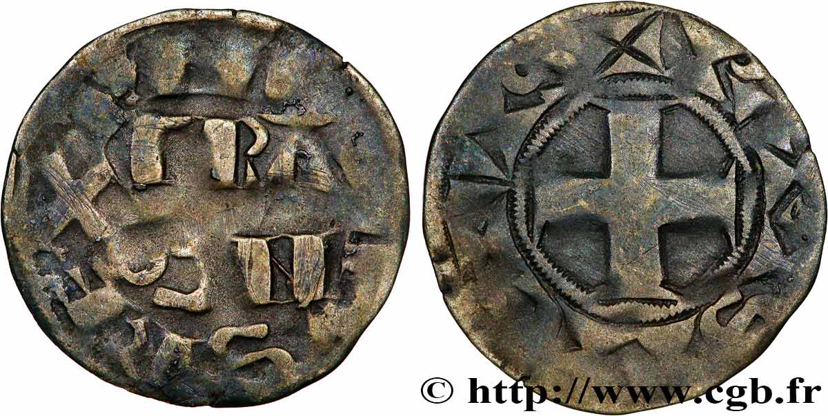 PHILIP II  AUGUSTUS  Denier parisis n.d. Paris VF