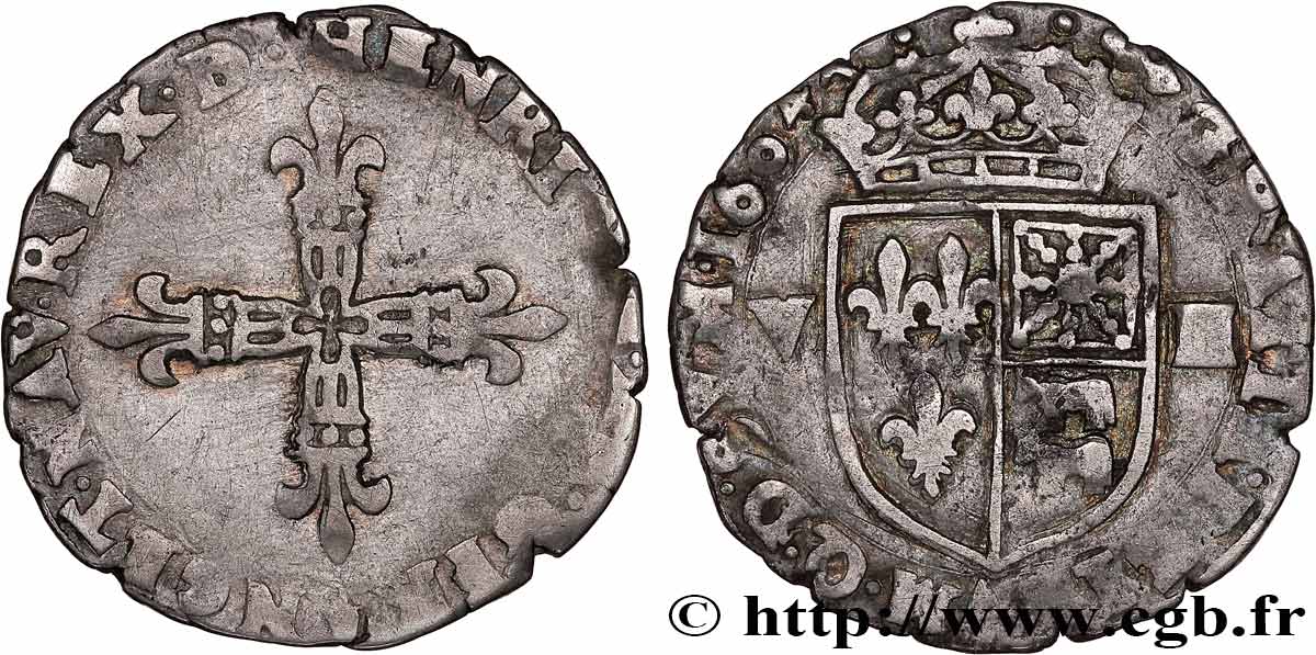 HENRY IV Huitième d écu de Béarn 1604 Morlaàs VF