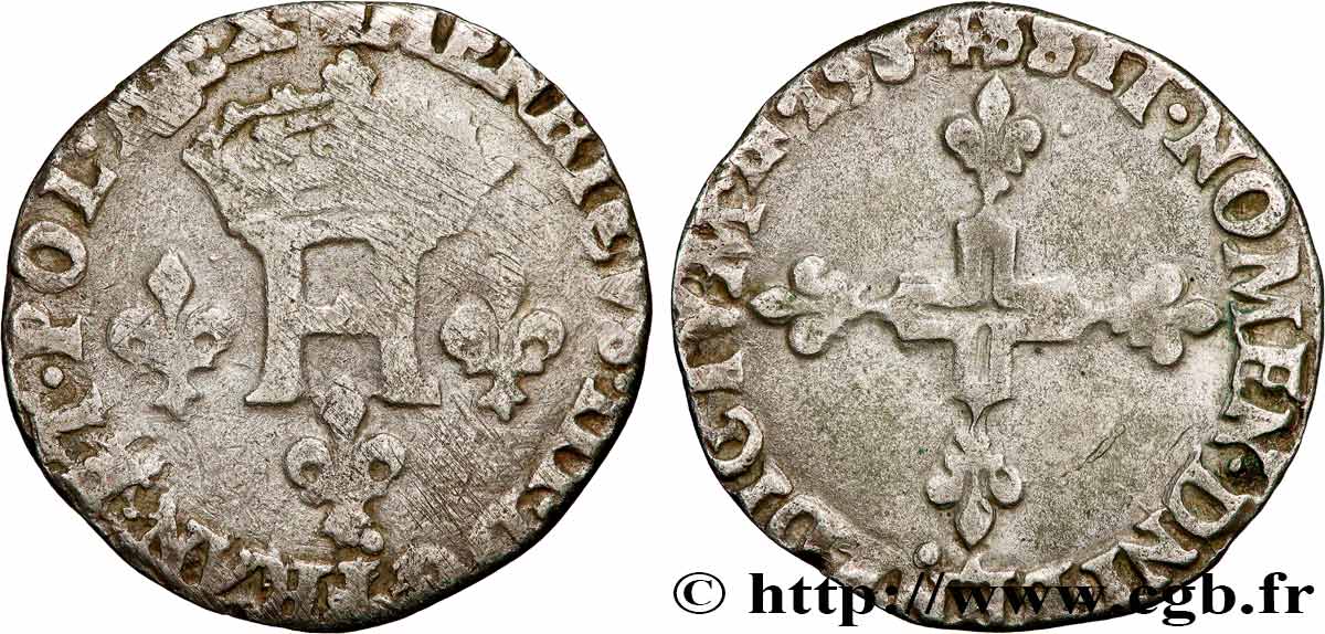 HENRY III Double sol parisis, 2e type 1584 Troyes VF