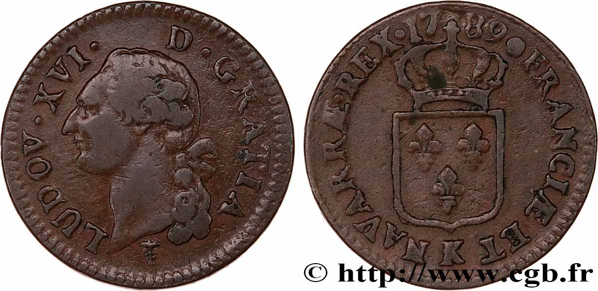 LOUIS XVI Sol dit  à l écu  1789 Bordeaux TB+/TTB
