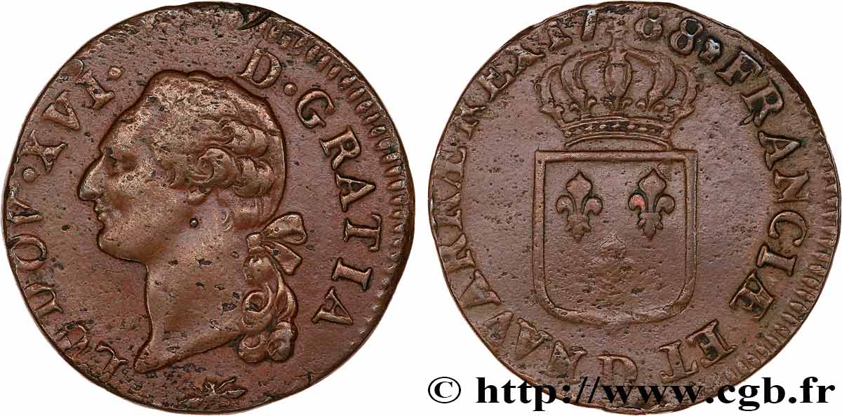 LOUIS XVI Sol dit &nbsp;à l&nbsp;écu&nbsp; 1788 Lyon TTB+