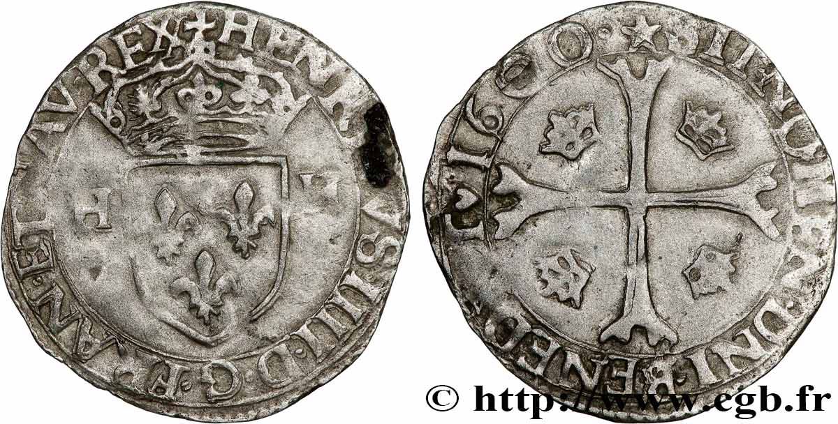 HENRY IV Douzain aux deux H, 1er type 1600 Chambéry BC+