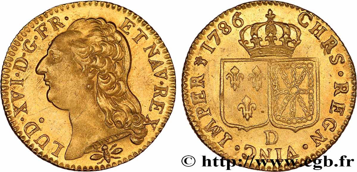 LOUIS XVI Louis d or aux écus accolés 1786 Lyon AU