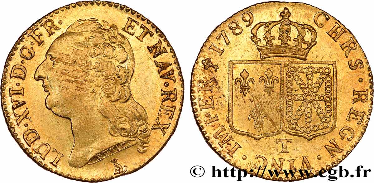 LOUIS XVI Louis d or aux écus accolés 1789 Nantes AU/AU
