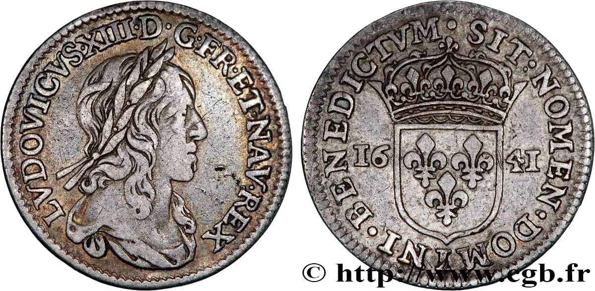 LOUIS XIII  Essai du douzième d écu, 2e type, 1er poinçon de Warin 1641 Paris, Monnaie du Louvre BC+/MBC