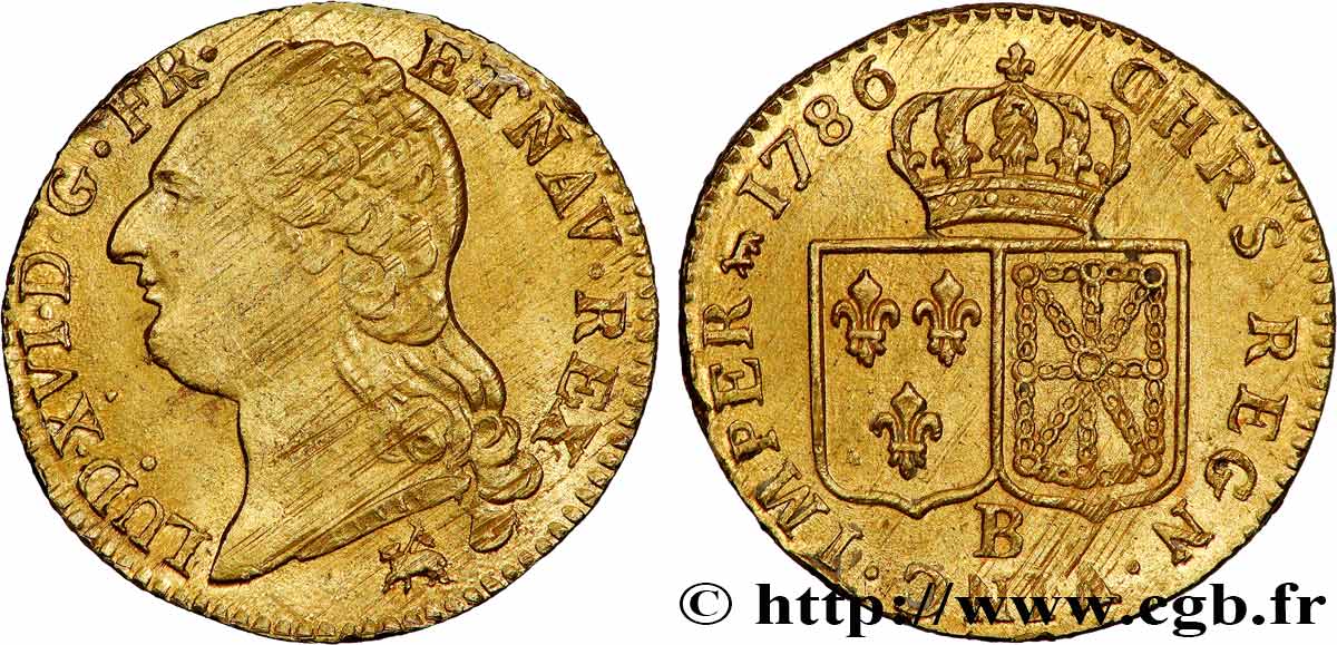 LOUIS XVI Louis d or aux écus accolés 1786 Rouen EBC