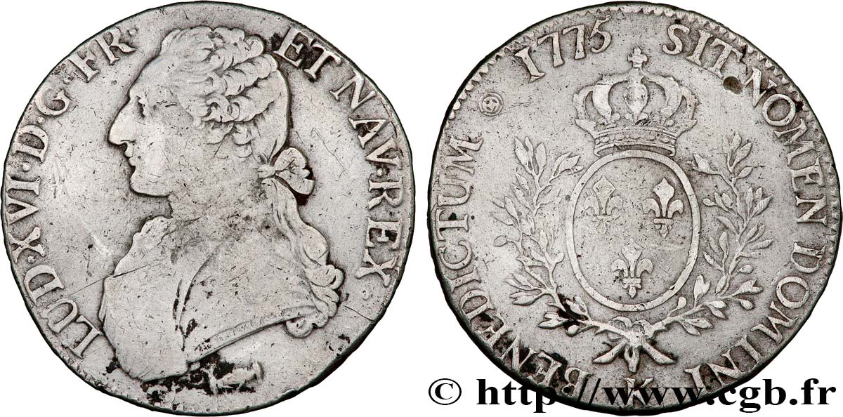 LOUIS XVI Écu aux branches d olivier 1775 Bordeaux fSS