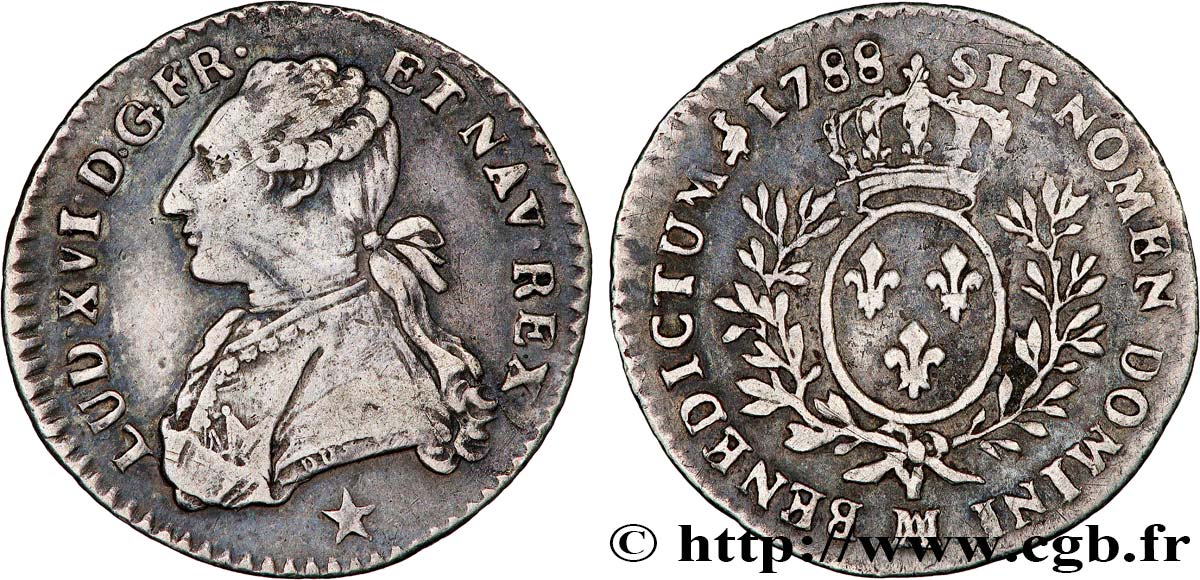 LOUIS XVI Dixième d écu aux branches d olivier 1788 Marseille fSS