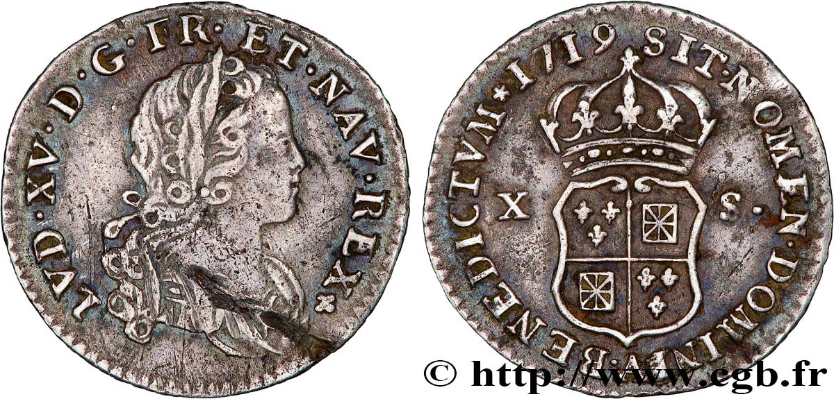 LOUIS XV DIT LE BIEN AIMÉ X sols de Navarre 1719 Paris TTB