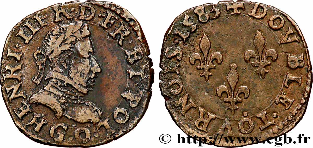 HENRY III Double tournois 1583 Poitiers SS/fVZ