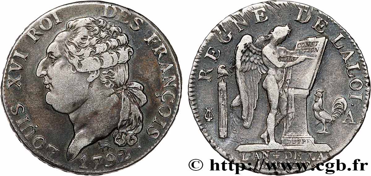 LOUIS XVI Demi-écu dit  au génie , type FRANÇOIS 1792 Paris VF