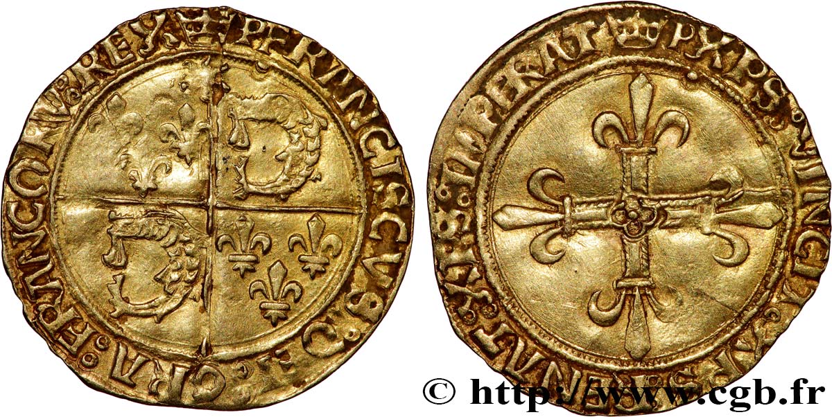 FRANÇOIS IER LE RESTAURATEUR DES LETTRES Écu d&nbsp;or au soleil du Dauphiné, 1er type n.d. Crémieu TTB/TTB+