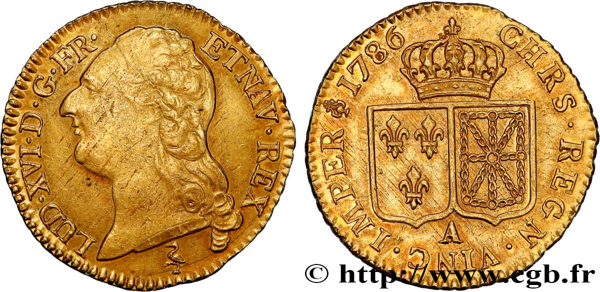 LOUIS XVI Louis d or aux écus accolés 1786 Paris TTB/TTB+