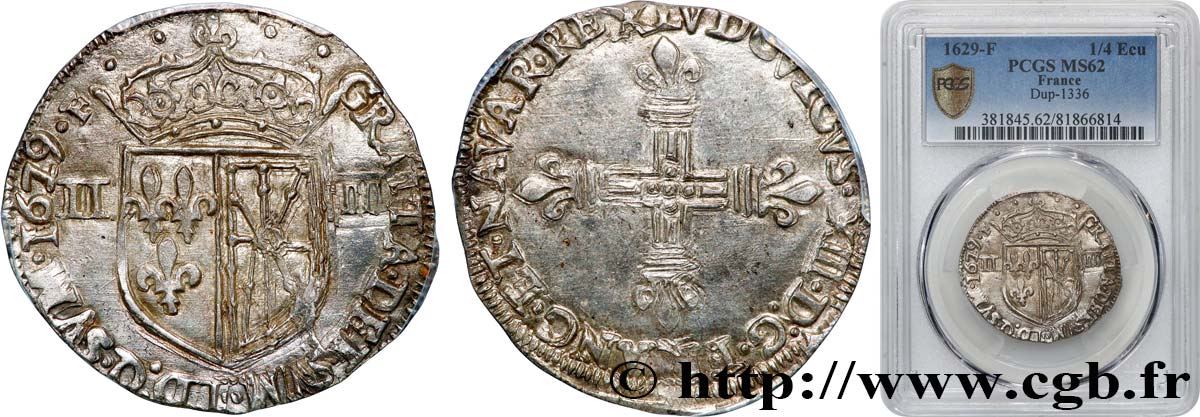 LOUIS XIII  Quart d écu de Navarre 1629 Saint-Palais MS62