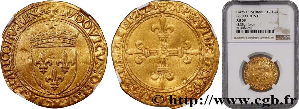 LOUIS XII  Écu d or au soleil 25/04/1498 Lyon EBC