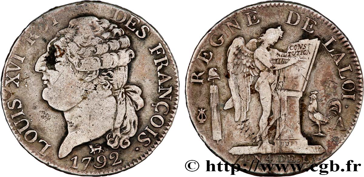 LOUIS XVI Demi-écu dit  au génie , type FRANÇOIS 1792 Paris MB