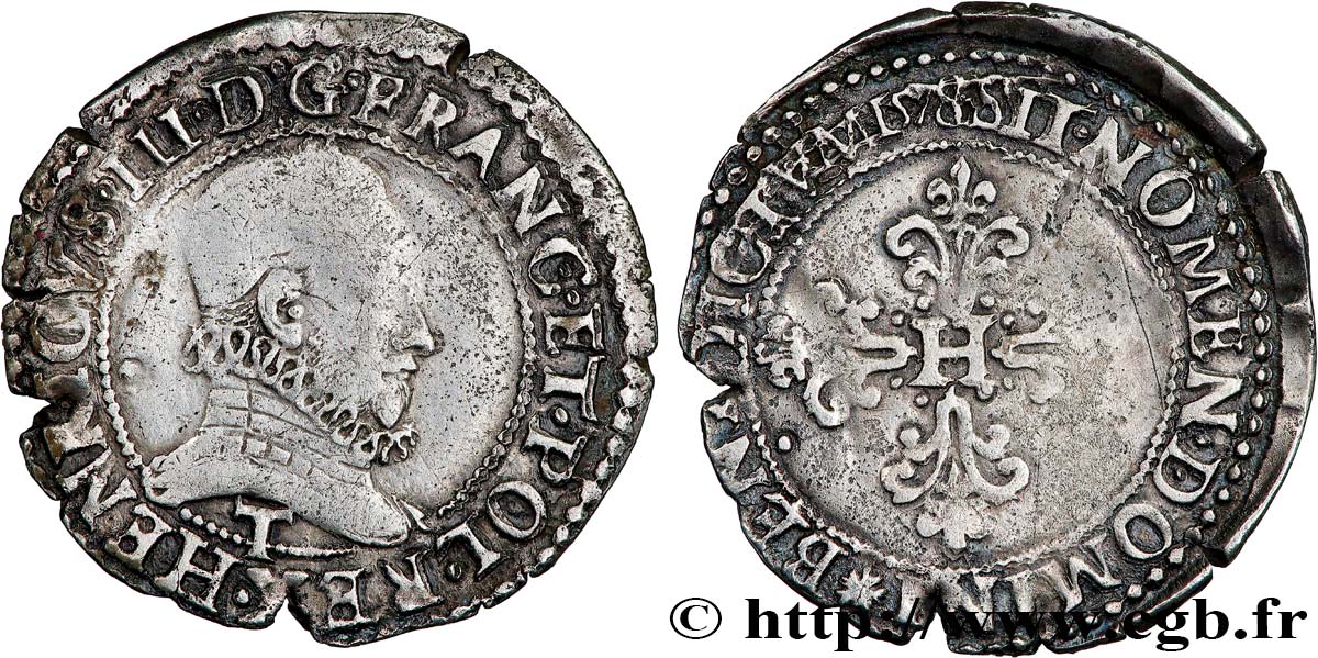 HENRY III Quart de franc au col fraisé 1578 Nantes fSS/SS