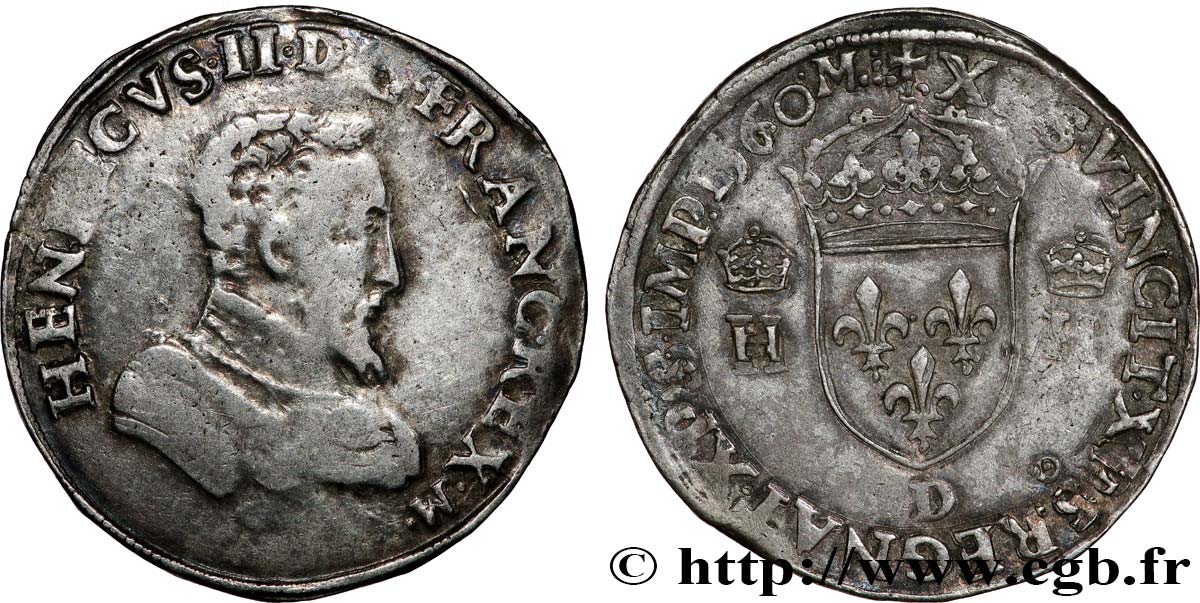 FRANCIS II. COINAGE AT THE NAME OF HENRY II Teston à la tête nue, 1er type 1560 Lyon BC+/MBC