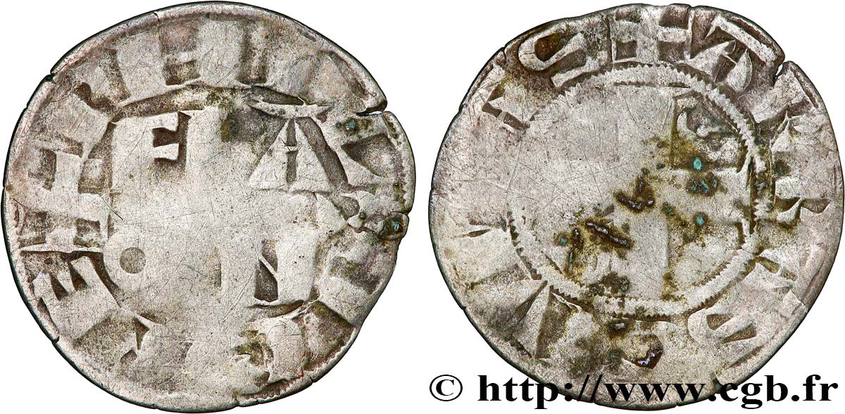 FELIPE II  AUGUSTUS  Denier parisis, 1er type c. 1191-1199 Arras BC
