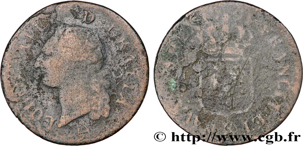 LOUIS XVI Sol dit &nbsp;à l&nbsp;écu&nbsp; 1791 Orléans B+