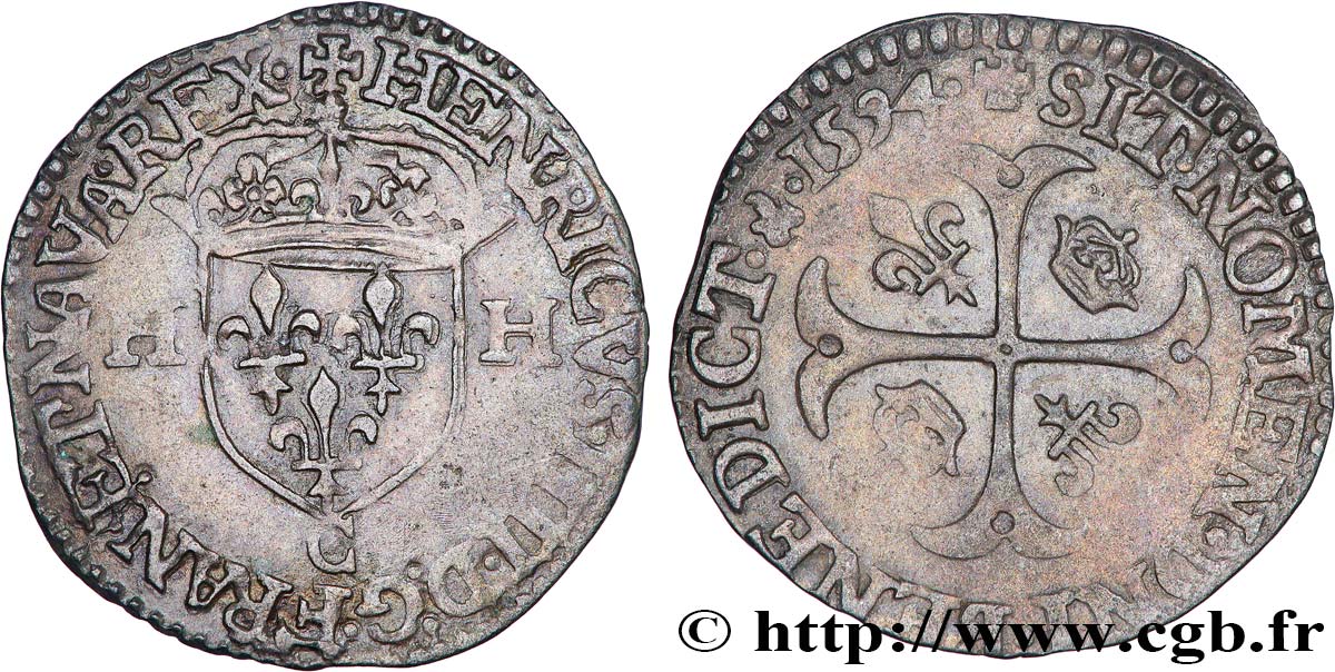 HENRY IV Douzain aux deux H, 2e type 1594 Saint-Lô AU