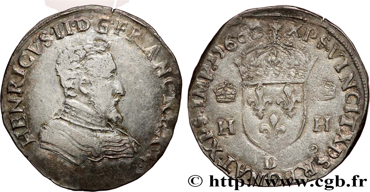 FRANCIS II. COINAGE AT THE NAME OF HENRY II Teston à la tête nue, 1er type 1560 Lyon MBC