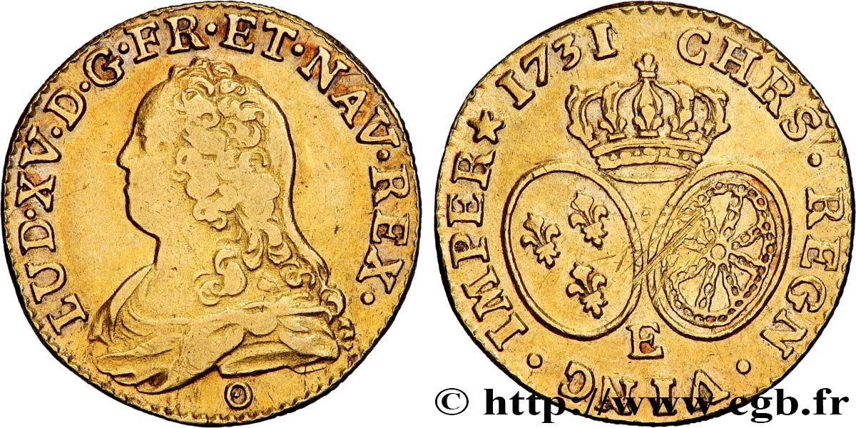 LOUIS XV DIT LE BIEN AIMÉ Louis d or aux écus ovales, buste habillé 1731 Tours TB+/TTB