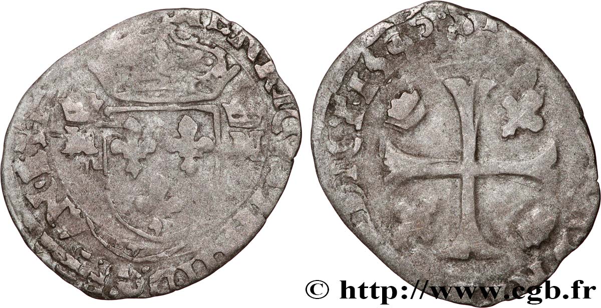 HENRI IV LE GRAND Douzain aux deux H couronnées, 9e type 1593 Clermont-Ferrand TB