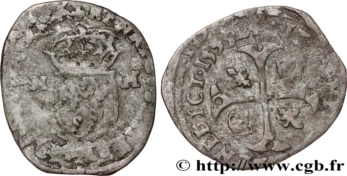 HENRI IV LE GRAND Douzain aux deux H, 2e type 1593 Montpellier TB