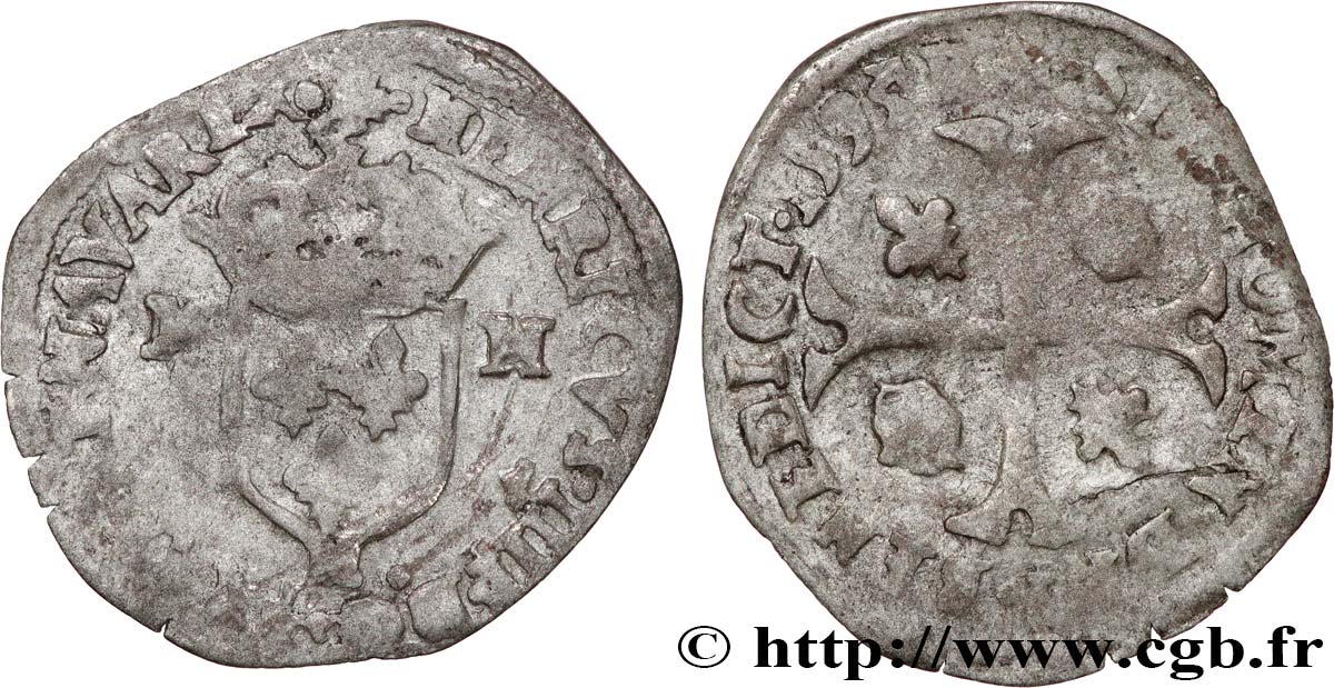HENRI IV LE GRAND Douzain aux deux H, 2e type 1593 Montpellier TB