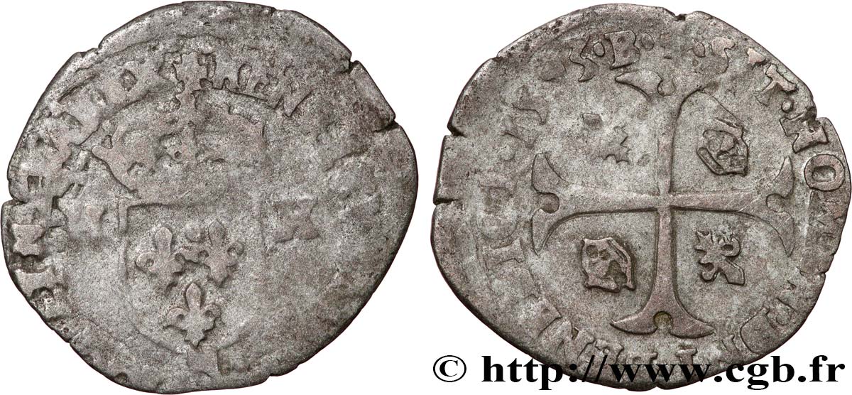 HENRI IV LE GRAND Douzain aux deux H, 2e type 1593 Montpellier TB/TB+