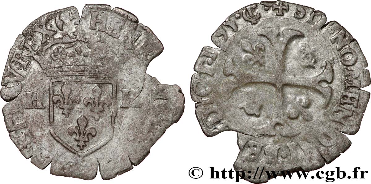 HENRI IV LE GRAND Douzain aux deux H, 2e type 1595 Aix-en-Provence TB