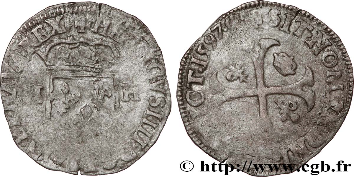 HENRI IV LE GRAND Douzain aux deux H, 2e type 1597 Aix-en-Provence TB