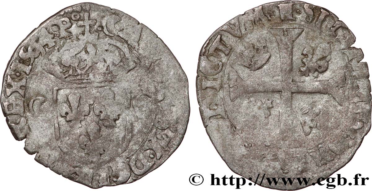 CHARLES X, CARDINAL DE BOURBON Douzain aux deux C, 2e type 1594 s.l. TB