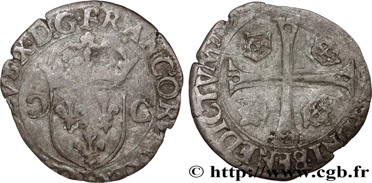 CHARLES X, CARDINAL DE BOURBON Douzain aux deux C, 1er type n.d. Dijon B+