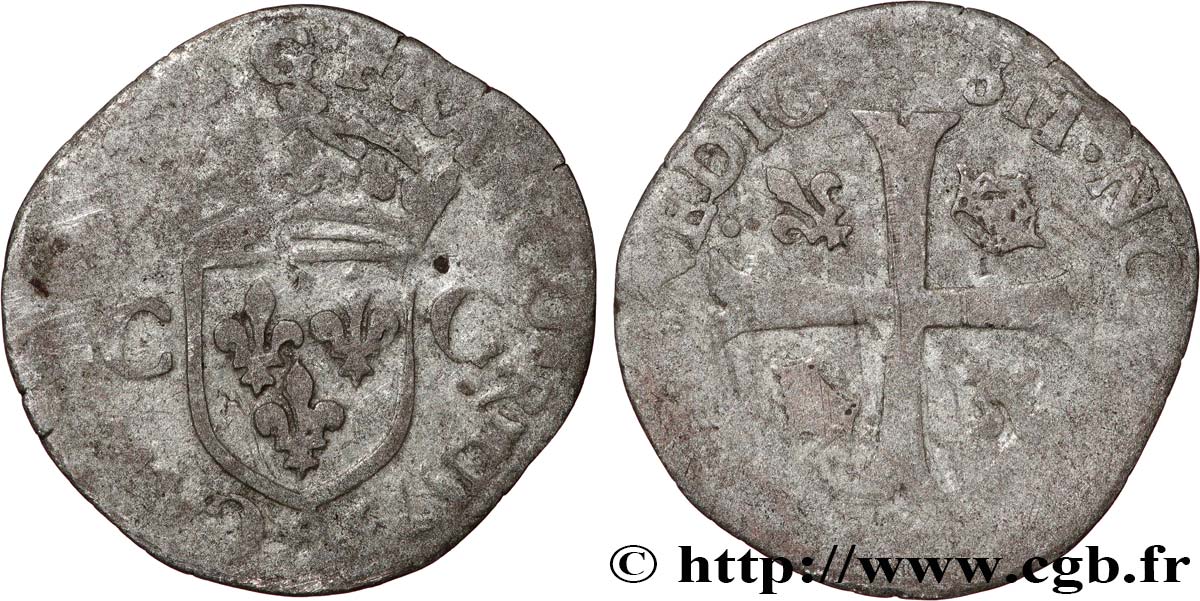 CHARLES IX Douzain aux deux C, 1er type 1573 Paris B+
