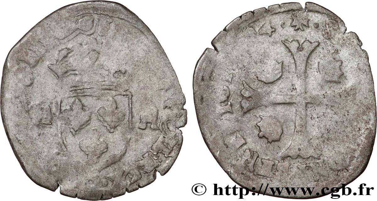 LA LIGUE. MONNAYAGE AU NOM D&nbsp;HENRI III Douzain aux deux H, 1er type 1594 s.l. B+