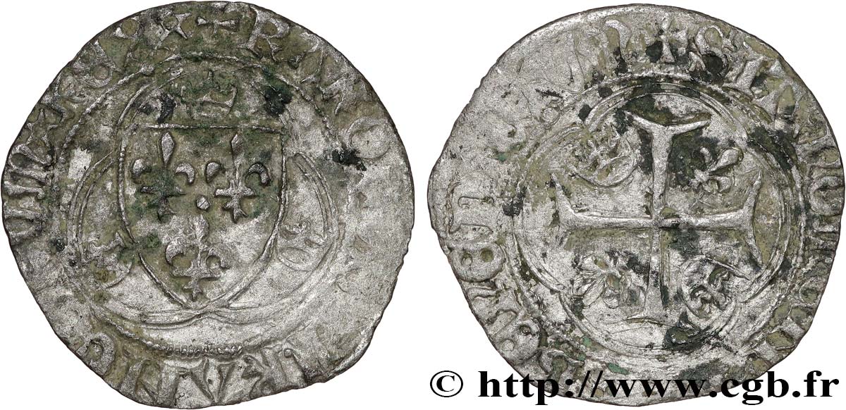 CHARLES VIII Blanc à la couronne n.d. Saint-Lô fSS