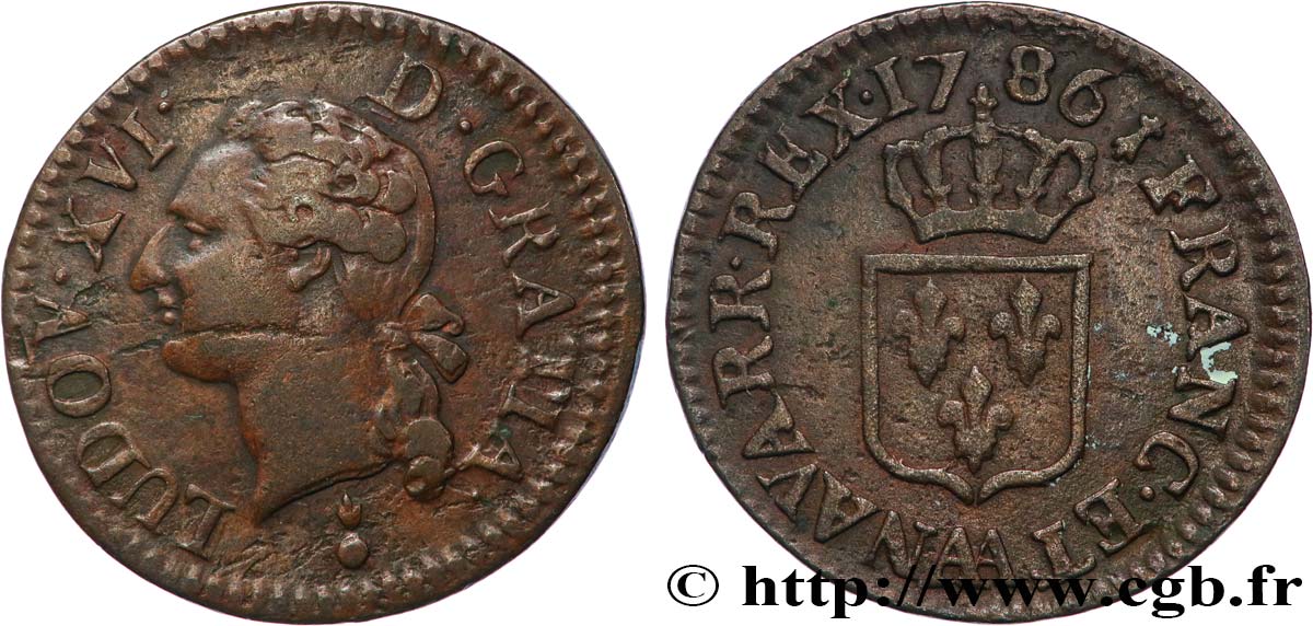 LOUIS XVI Liard dit “à l&nbsp;écu” 1786 Metz TTB