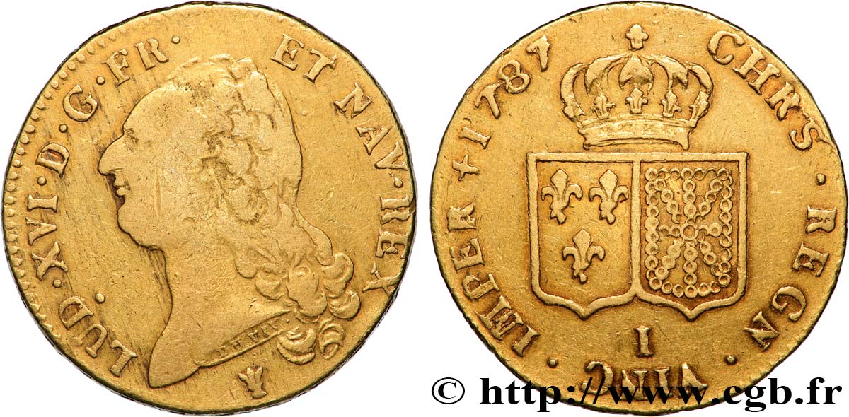 LOUIS XVI Double louis d’or aux écus accolés 1787 Limoges q.BB